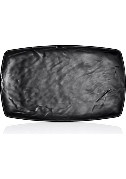 M7433.BL - Carre Matt 3'lü Siyah Dikdörtgen Tabak Seti 20X33 Cm, Thermoset Melamin