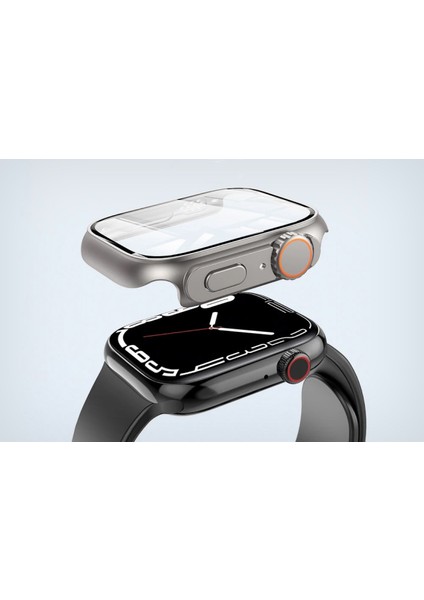 Apple Watch Series 11 42MM 46MM/SE 3 40MM 44MM Akıllı Saati Ultra'ya Dönüştüren Kasa ve Ekran Koruyucu Ultra Çevirici Adaptör Apple Watch Saatinize Ultra Görünümü Verir