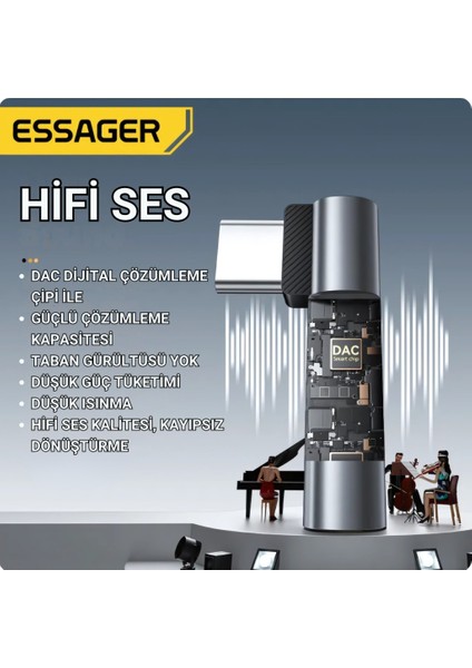 L Tip Type-C To 3.5mm Ses ve Kulaklık Çıkışı, Hifi Ses Destekli, Telefon, Tablet, Pc Uyumlu fiyatları