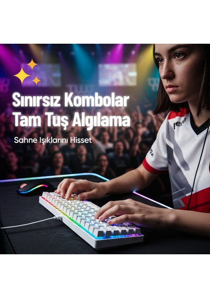 60 Tuş Mekanik Klavye Rgb Aydınlatmalı Oyuncu Klavyesi Red Switch Q Kablolu Hot Swap Beyaz Klavye fırsatları