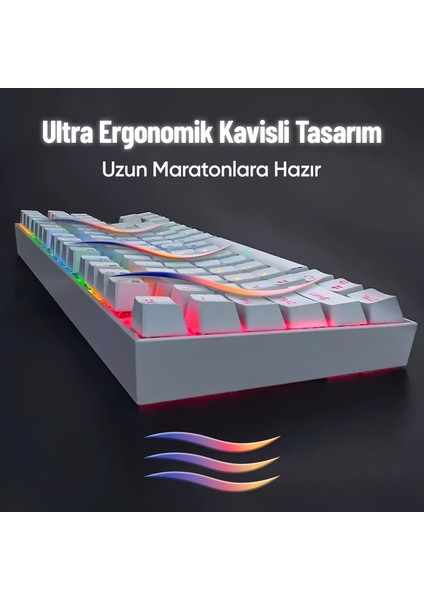 60 Tuş Mekanik Klavye Rgb Aydınlatmalı Oyuncu Klavyesi Red Switch Q Kablolu Hot Swap Beyaz Klavye indirimleri