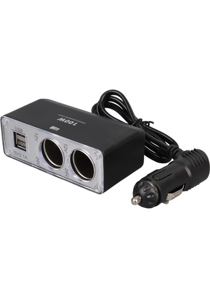 1647 12-24V Çift USB Girişli 100W 70CM Kablolu 2'li Araç Çakmak Çoklayıcı modelleri