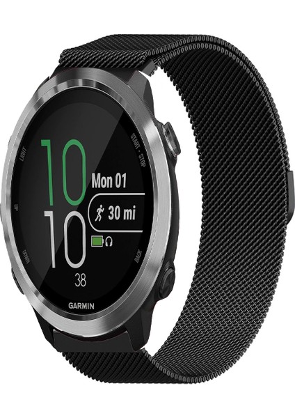 Garmin Forerunner 645 / 645 Music ile Uyumlu Kordon Hasır Metal Örgü Mıknatıslı Milano Kayış