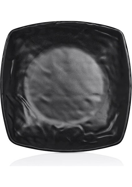 M7221.BL - Carre Matt 6'lı Siyah Kare Çukur Yemek Tabak Seti 21X25 Cm, Thermoset Melamin