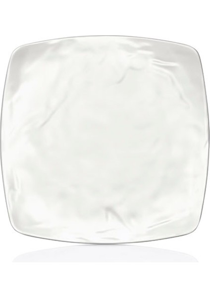 M7121.CW - Carre Matt 6'lı Krem Beyaz Kare Pilav ve Kahvaltı Tabak Seti 21,5X26 Cm, Thermoset Melamin