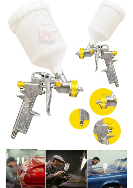 Üstten Depolu Profesyonel 1.3 mm 600 Cc Boya Sprey Tabancası 3.5 Bar fırsatları