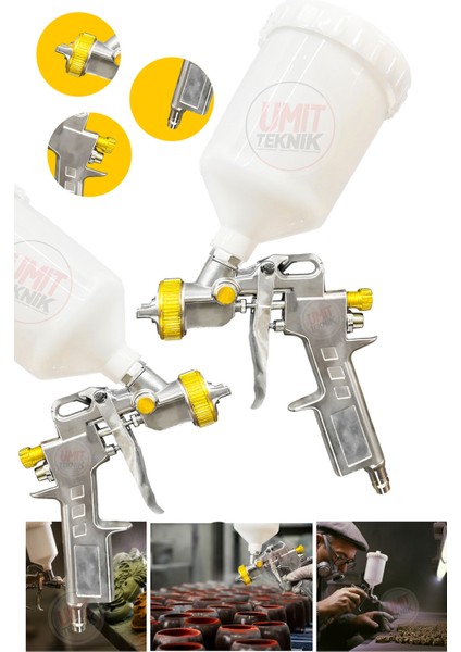 Üstten Depolu Profesyonel 1.3 mm 600 Cc Boya Sprey Tabancası 3.5 Bar indirimleri