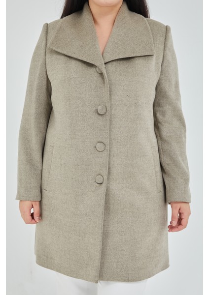 Kadın Büyük Beden Mendil Yaka Kaban modelleri