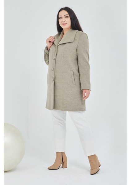 Kadın Büyük Beden Mendil Yaka Kaban