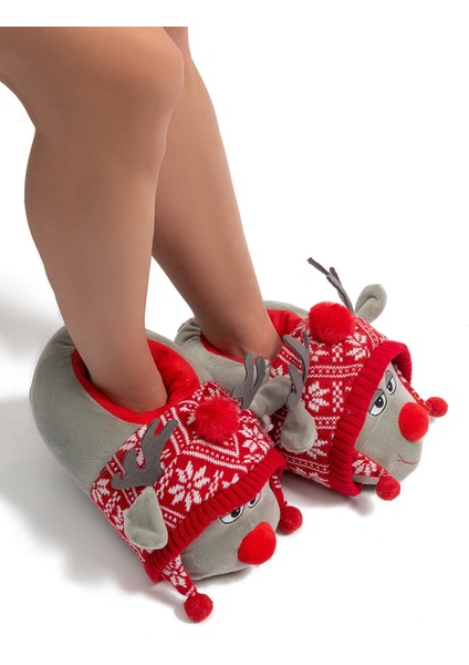 Anna Kadın Hayvanlı Panduf Gri 36/41