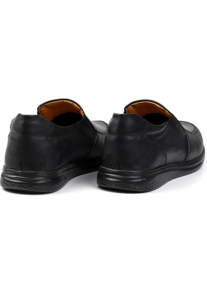 Erkek Siyah Hakiki Deri Ayakkabı, Ortopedik Taban Loafer Ayakkabı Günlük Casual Ayakkabı fırsatları