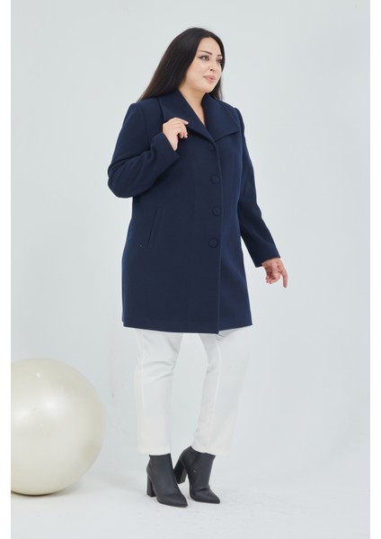 Kadın Büyük Beden Mendil Yaka Kaban modelleri