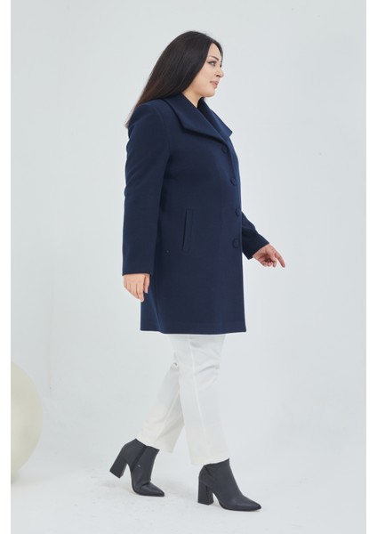 Kadın Büyük Beden Mendil Yaka Kaban