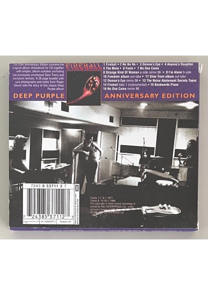 Deep Purple Fireball Twentyfifth Anniversary Edition CD (Orijnal Dönem Baskı Cd) fiyatları