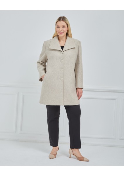 Kadın Büyük Beden Mendil Yaka Kaban modelleri