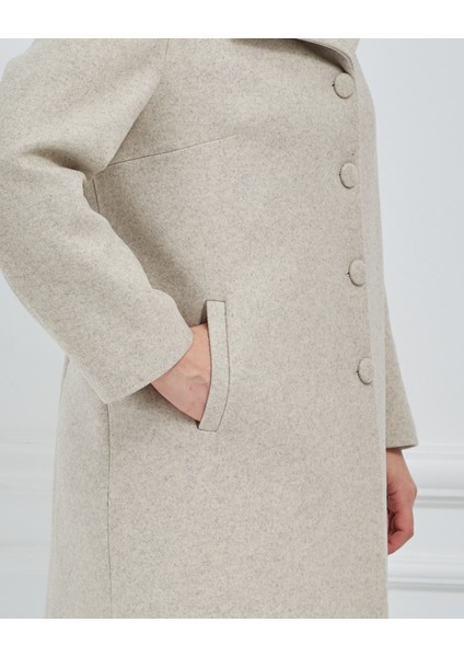 Kadın Büyük Beden Mendil Yaka Kaban