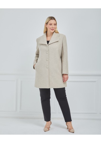 Kadın Büyük Beden Mendil Yaka Kaban