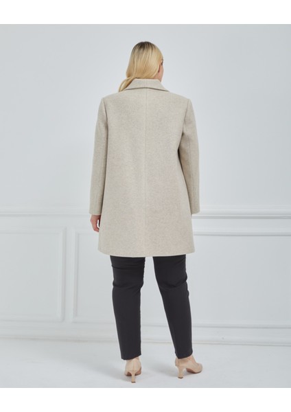 Kadın Büyük Beden Mendil Yaka Kaban