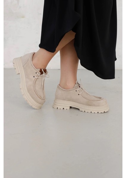 Kadın Bej Kalın Topuklu Casual Ayakkabı modelleri