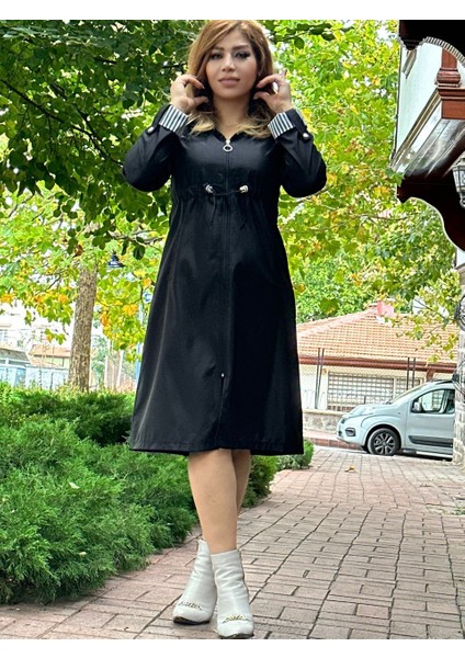Kapüşonlu Kadın Trençkot Fermuarlı, Astarlı, 4 Renk Seçeneği modelleri
