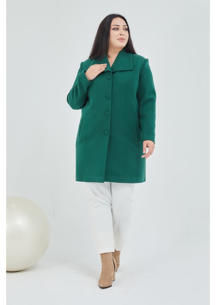 Kadın Büyük Beden Mendil Yaka Kaban