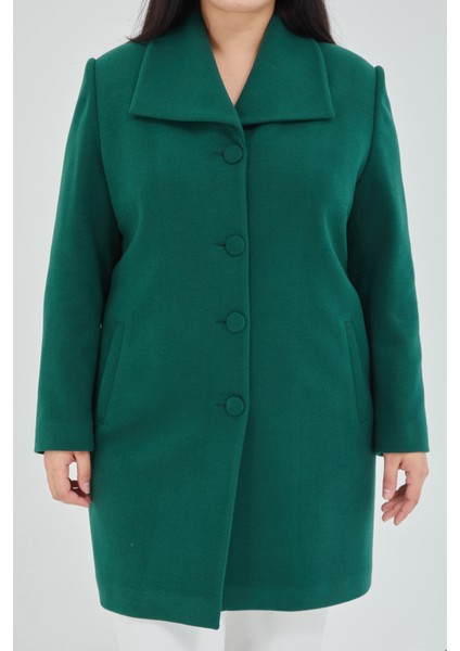 Kadın Büyük Beden Mendil Yaka Kaban