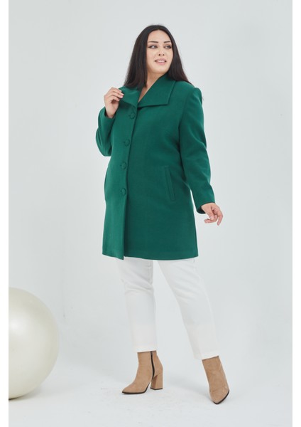 Kadın Büyük Beden Mendil Yaka Kaban