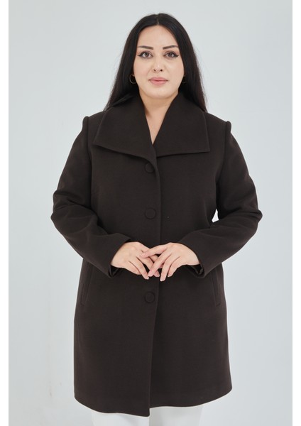 Kadın Büyük Beden Mendil Yaka Kaban