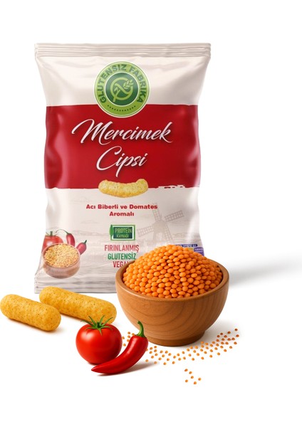 Acı Biberli ve Domates Aromalı Mercimek Cipsi 60 g x 3 Paket (Glütensiz & Vegan) fiyatları