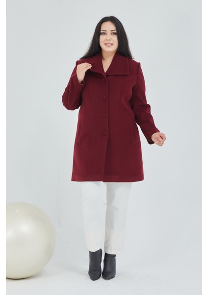 Kadın Büyük Beden Mendil Yaka Kaban