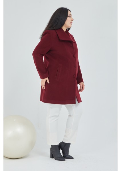 Kadın Büyük Beden Mendil Yaka Kaban