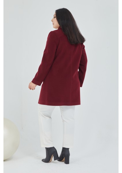 Kadın Büyük Beden Mendil Yaka Kaban