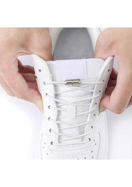 Metal Vidalı Kilitli Akıllı Elastik Outdoor Ayakkabı Bağcığı Yuvarlak 100CM 1 Çift