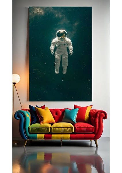 Süzülen Astronot V11 Ev Duvar Salon Güzellik Salonu Ofis Dükkan Dekarasyon Kanvas Tablo