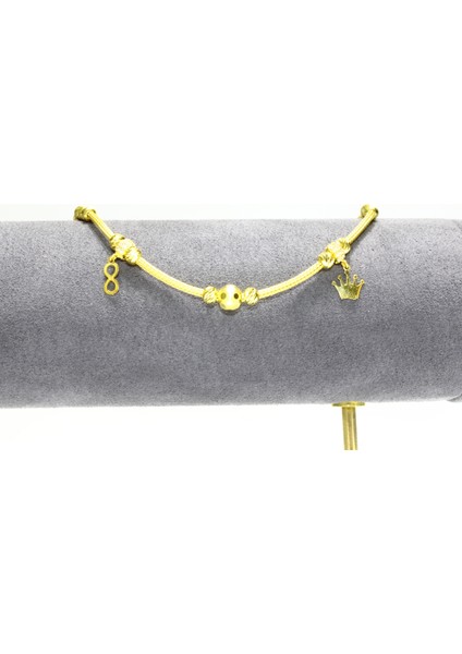 14 Ayar Altın Sonsuzluk Taç Dorikalı Bileklik Künye