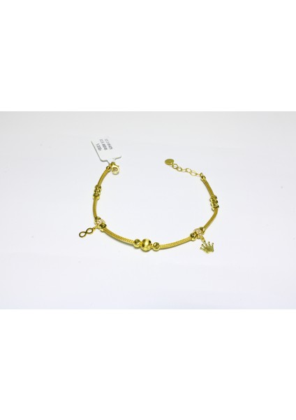 14 Ayar Altın Sonsuzluk Taç Dorikalı Bileklik Künye