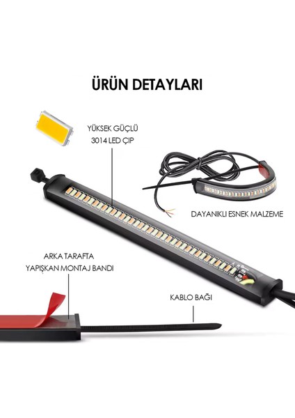 Motosiklet Sinyal ve Gündüz Ledi 12 Volt Sinyal + Beyaz Drl Esnek LED (2 Adet) modelleri
