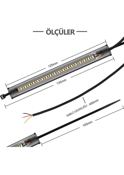Motosiklet Sinyal ve Gündüz Ledi 12 Volt Sinyal + Beyaz Drl Esnek LED (2 Adet) fırsatları