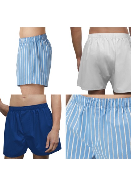 Boxer Erkek, 5'li "Essentian Classics Koleksiyonu" % 100 Pamuklu Poplin Kumaş, Koyu Renkler, 5 Adet modelleri