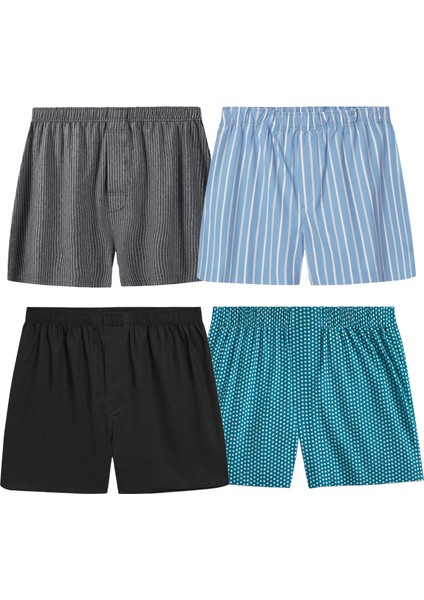 Boxer Erkek, 5'li "Essentian Classics Koleksiyonu" % 100 Pamuklu Poplin Kumaş, Koyu Renkler, 5 Adet indirimleri