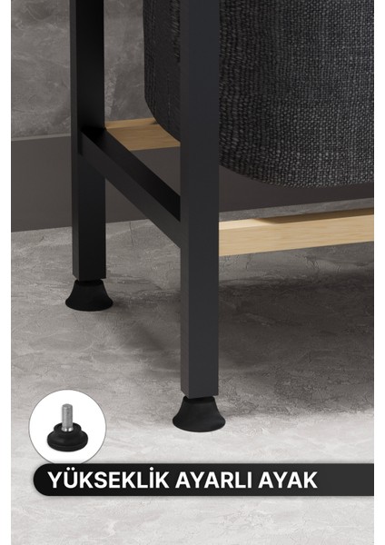 Çamaşır Sepeti Ahşap ve Metal Gövde 40 Litre Sökülebilir Yıkanabilir Kumaş 100x39x22 cm