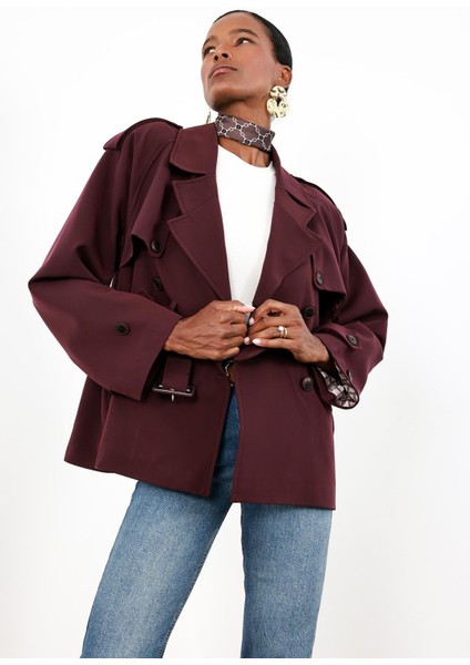 Mürdüm Rüzgarlıklı Midi Trençkot 9587