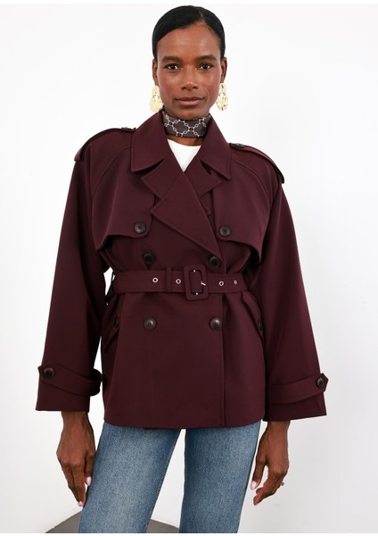 Mürdüm Rüzgarlıklı Midi Trençkot 9587 indirimleri