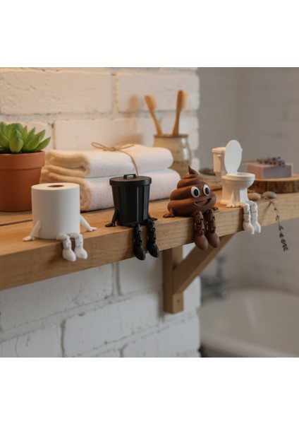 Sevimli Tuvalet Temalı Dekoratif Objeler | Emoji Kaka Figürü & Komik Banyo Aksesuarları