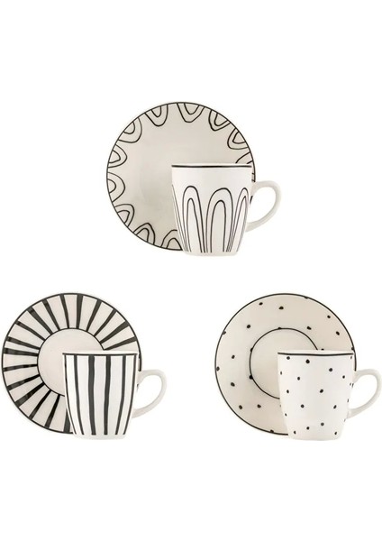 Home Siyah Baskılı 6 Kişilik Kahve Fincan Takımı 90 ml fırsatları