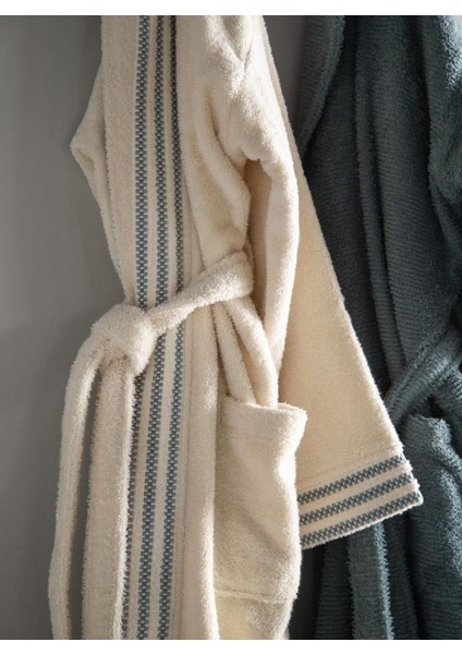 Penye Modeo Yeşil/ekru Aile Bornoz Seti indirimleri