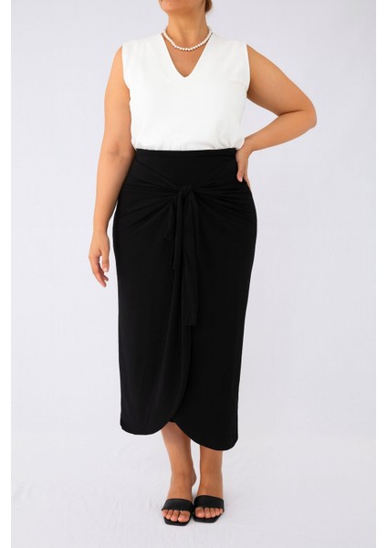 Büyük Beden Bağlamalı Şık Abiye Kalem Etek fiyatları