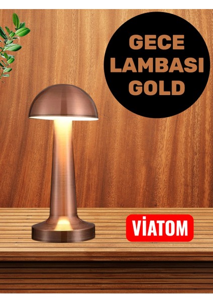 Gece Lambası Şarjlı Dokunmatik Retro Masa Lambası Gold - Masa Lambası
