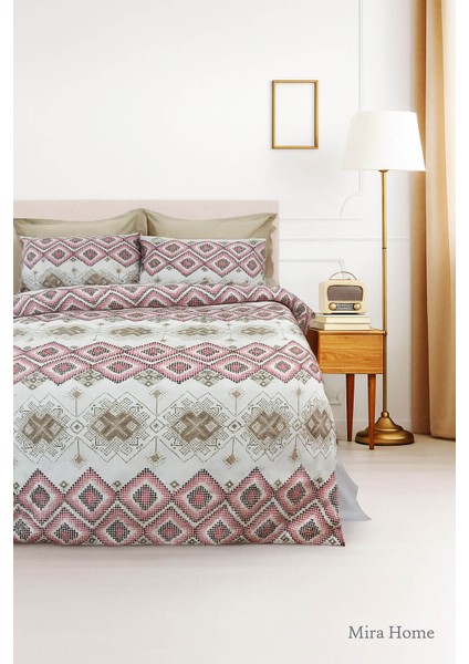 Çift Kişilik Pamuklu Nevresim Takımı Kareli Motifli fiyatları