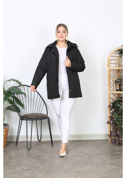 Su Itici Mont, Kapitone, Büyük Beden, Kapüşonlu, Içi Yumuşak Kürklü, Kışlık Mont